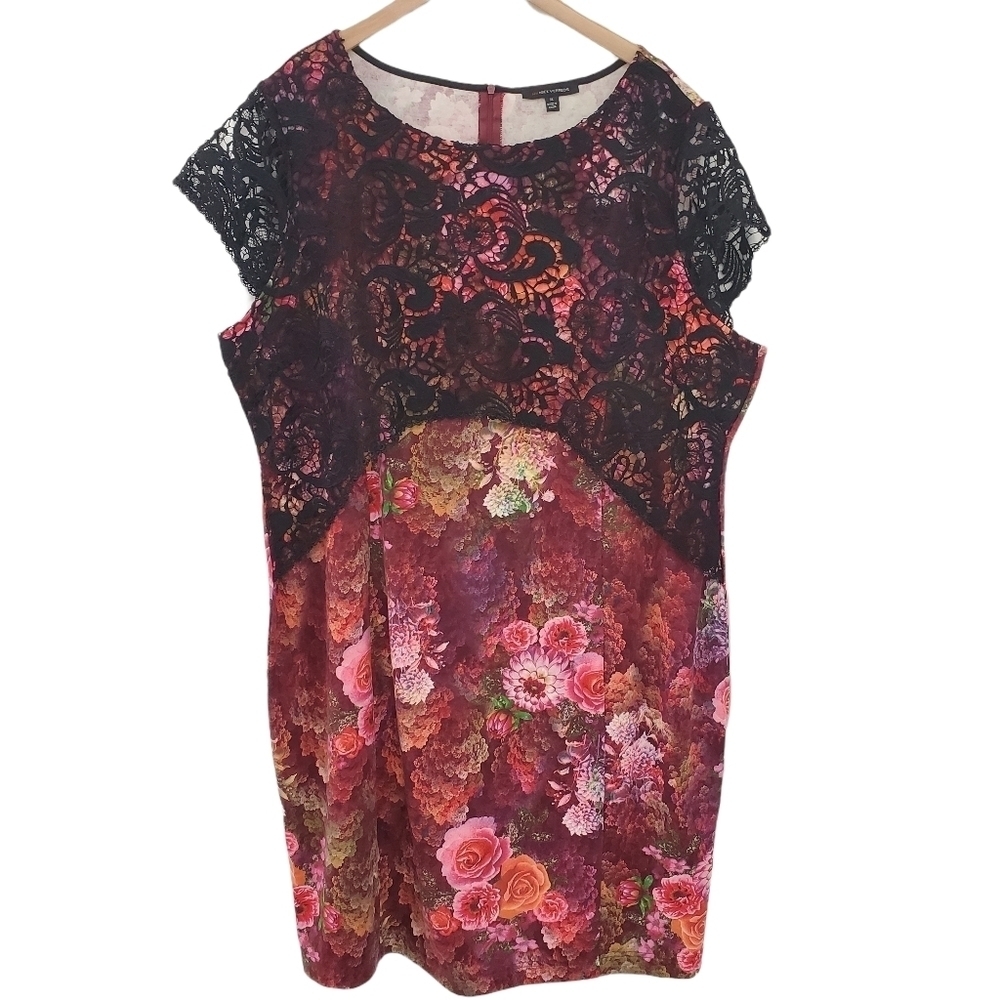 Nick Verreos | Floral Dress w/  Embroidery overlay